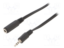 Cable; Jack 3.5mm 3pin socket,Jack 3.5mm 3pin plug; 2m; black