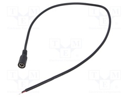 Cable; 2x0.5mm2; DC 5,5/2,1 socket; straight; black; 0.5m