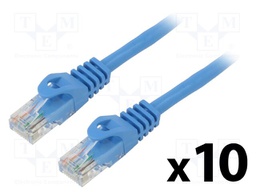 Patch cord; U/UTP; 5e; stranded; CCA; PVC; blue; 2m; 26AWG; Cores: 8