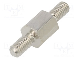 Screwed spacer sleeve; 6mm; Ext.thread: M3; hexagonal; brass