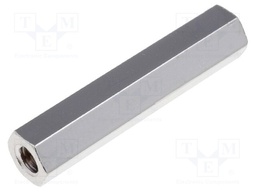 Screwed spacer sleeve; Int.thread: M3; 25mm; brass; nickel