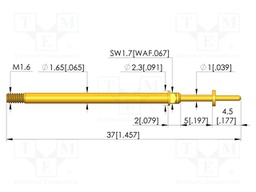 Test needle; Spring compression: 4mm; 5mm; 5A; CuBe; gold-plated
