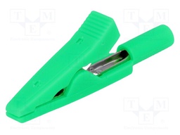 Crocodile clip; 10A; 60VDC; green; Overall len: 41.5mm