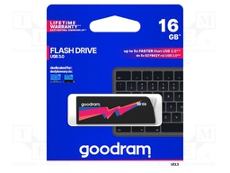 Pendrive; USB 3.0; 16GB; Read: 60MB/s; Write: 20MB/s; Colour: black