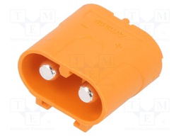 Socket; DC supply; LC; male; PIN: 2; on PCBs; THT; orange; 30A; 1kV