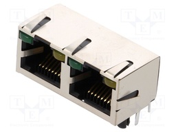 Socket; RJ45; Cat: 5; shielded,double,with LED; Layout: 8p8c; THT