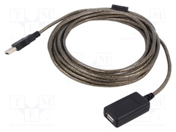 Cable; USB 2.0; USB A socket,USB A plug; 5m; black; 26AWG,28AWG