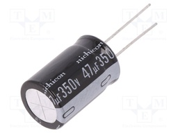 Capacitor: electrolytic; THT; 47uF; 350VDC; Ø16x25mm; Pitch: 7.5mm
