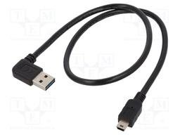 Cable; USB 2.0; gold-plated; 0.5m; black; 24AWG,28AWG; 480Mbps