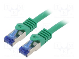 Patch cord; S/FTP; 6a; stranded; Cu; LSZH; green; 5m; 26AWG; -20÷75°C
