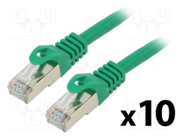 Patch cord; F/UTP; 6; stranded; CCA; PVC; green; 0.5m; 26AWG; Cores: 8
