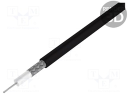 Wire: coaxial; RG223; solid; Cu; PVC; black; 100m; Ø5.4mm