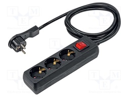 Extension lead; 3G1.5mm2; with protection; Sockets: 3; PVC; black