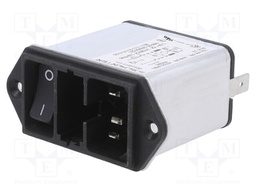 Connector: AC supply; socket; male; 6A; 250VAC; 0.8mH; Cx: 100nF