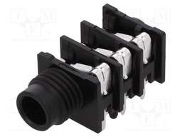 Socket; Jack 6,35mm; female; stereo; without nut; angled 90°; THT