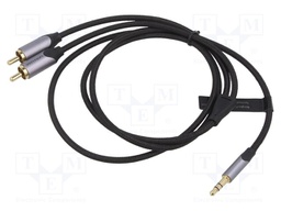 Cable; Jack 3.5mm 3pin plug,RCA plug x2; 1m; black; Øcable: 3.5mm