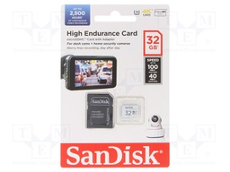 Memory card; SD HC Micro; 32GB; Read: 100MB/s; Write: 40MB/s