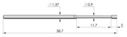 Test needle; Operational spring compression: 9.3mm; 8A; Ø: 1.3mm
