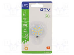 LED lamp; warm white; G4; 12VDC; 250lm; 2.5W; 180°; 3000K