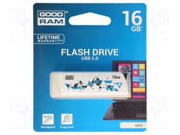 Pendrive; USB 2.0; 16GB; Read:20MB/s; Write:5MB/s; Colour: white