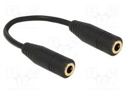 Cable; Jack 3.5mm 3pin socket,both sides; 0.13m; black