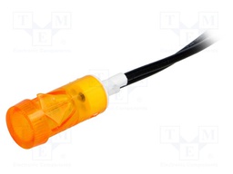 Indicator: with neon lamp; flat; amber; 230VAC; Cutout: Ø12mm