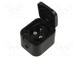 Connector: AC supply; socket; 2P+PE; 250VAC; 16A; black; wall mount