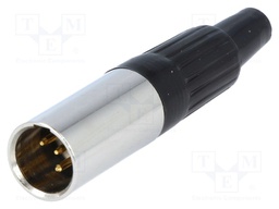 Plug; XLR mini; male; PIN: 4; for cable; soldering; straight