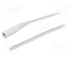 Cable; wires,DC 5,5/2,1 socket; straight; 0.35mm2; white; 1.5m