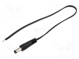 Cable; wires,DC 5,5/2,1 plug; straight; 0.35mm2; black; 0.25m