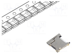 Connector: for cards; microSD; push-push; SMT; gold flash; PIN: 8