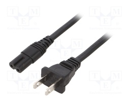 Mains Power Cord, NEMA 1-15P to IEC 320 C7, 4 m, 7 A, 125 VAC, Black