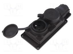 Connector: AC supply; socket; Layout: 2P+PE; black; 250VAC; 16A