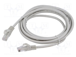 Patch cord; U/UTP; 6; stranded; Cu; PVC; grey; 5m; 26AWG