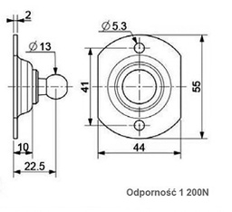 Mounting element for gas spring; Mat: zinc plated steel; 13mm