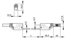 Test lead; 16A; banana plug with axial socket 4mm,both sides