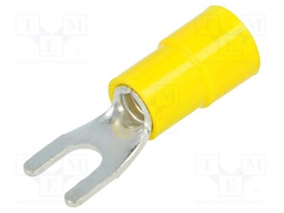 Fork terminal; M4; Ø: 4.2mm; 4÷6mm2; crimped; for cable; insulated