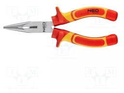 Pliers; insulated,straight,half-rounded nose,universal; 180mm
