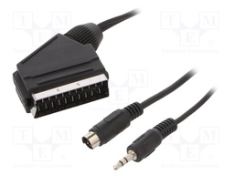 Cable; Jack 3.5mm 3pin plug,Mini-DIN plug 4pin,SCART plug; 5m