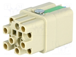Connector: rectangular; female; Han Q; PIN: 13; 12+PE; size 3A; 400V