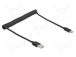 Cable; coiled,USB 2.0; USB A plug double sided,USB C plug