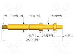Test needle; Spring compression: 4mm; 5mm; 8A; CuBe; gold-plated
