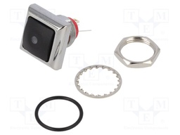 Switch: push-button; Pos: 2; SPST-NO; 0.5A/48VAC; 0.2A/50VDC; red