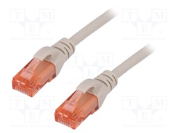 Patch cord; U/UTP; 6; stranded; Cu; LSZH; grey; 5m; 26AWG