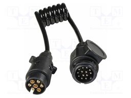 Extender; 7x1mm2; coiled; 13pin plug,7pin plug; PVC; black; 1m