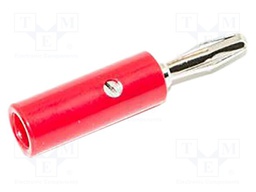 Plug; 4mm banana; 15A; red; 41.3mm; nickel plated; on cable
