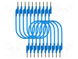 Test leads; 50VAC,120VDC; 10A; banana plug 4mm,both sides; blue