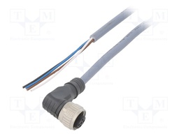 Connection lead; PIN: 4; angled; 5m; M12; 250VAC; 4A; Cores: 4; PVC