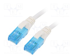 Patch cord; U/UTP; 5e; stranded; CCA; PVC; white; 0.25m; 26AWG
