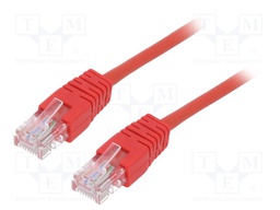 Patch cord; U/UTP; 5e; stranded; CCA; PVC; red; Len: 1m; 26AWG